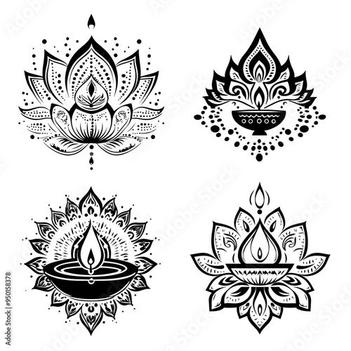 diwali, black and white illustration vector about diwali day