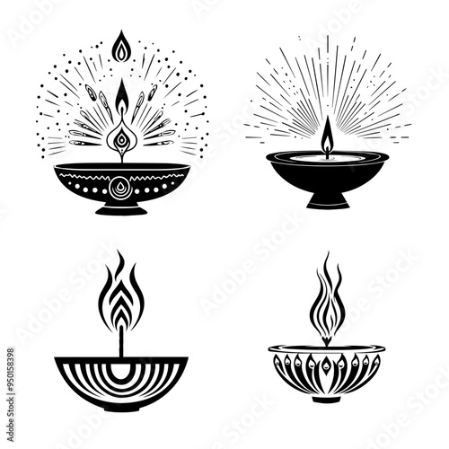 diwali, black and white illustration vector about diwali day