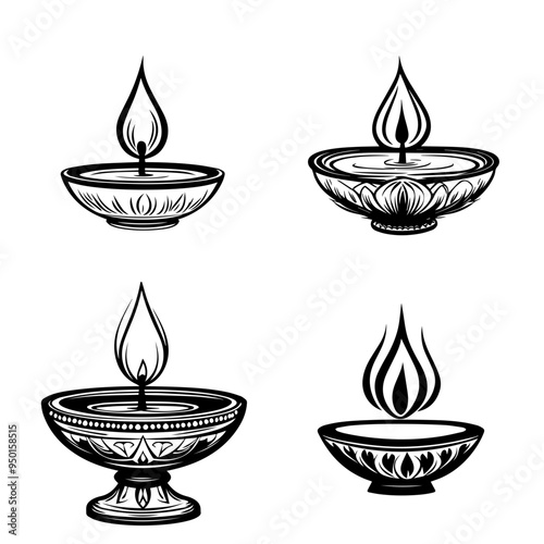 diwali, black and white illustration vector about diwali day