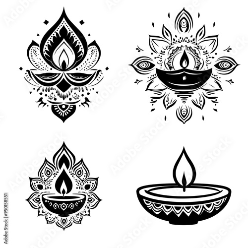 diwali, black and white illustration vector about diwali day