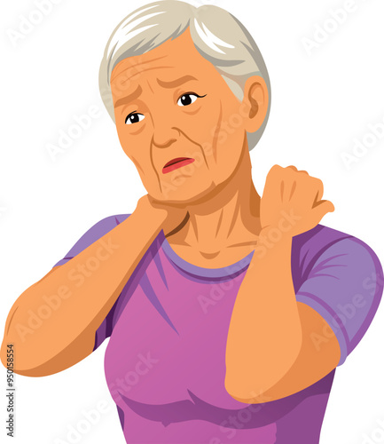 Senior woman experiencing neck pain and discomfort