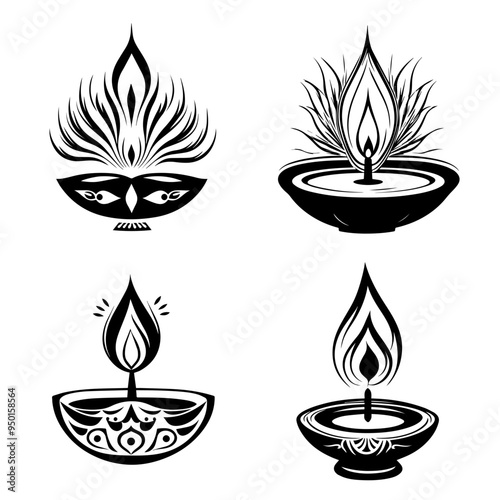 diwali, black and white illustration vector about diwali day