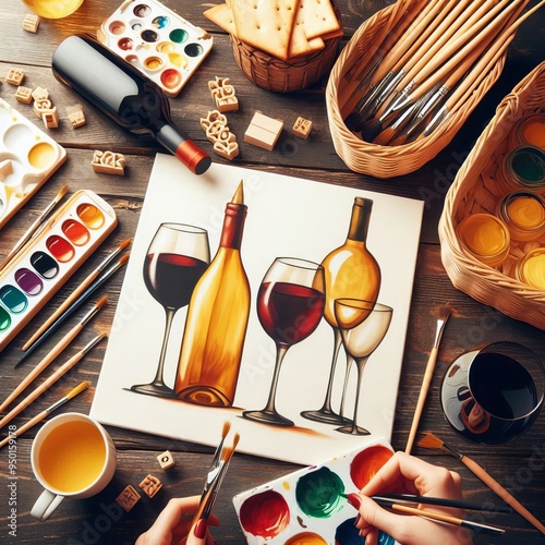 Art and Wine Night Create art while enjoying wine and snacks eit photo