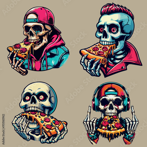 Vector Skull Design Tattoo T-shirt Design Set
