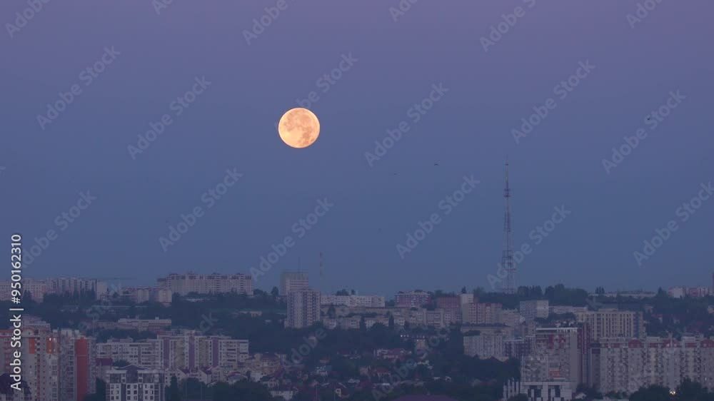 full moon over the city Chisinau full moon over the city Chisinau