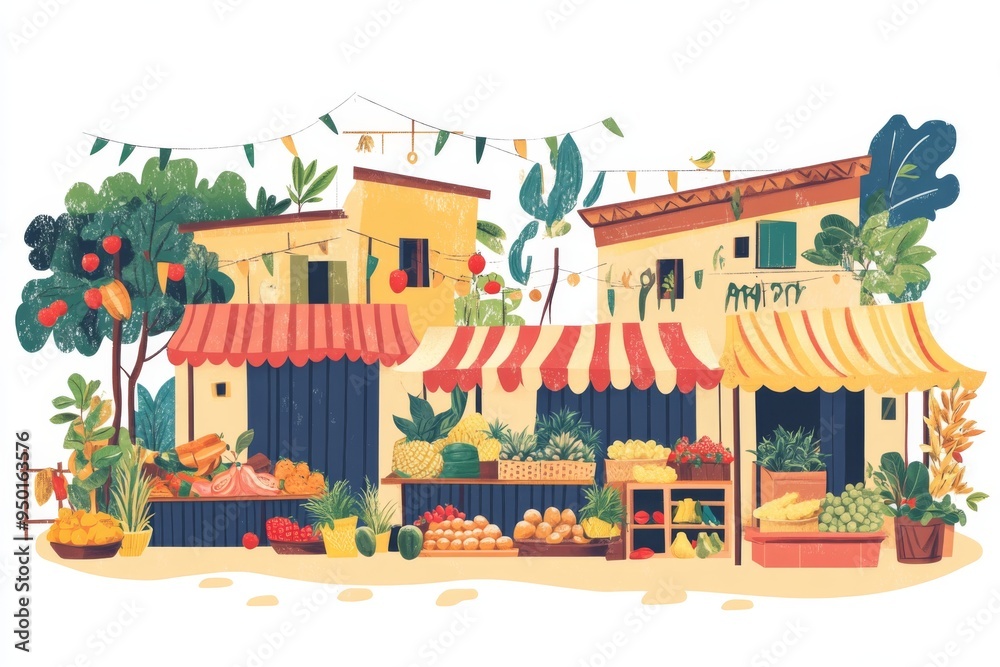 street view of a sukkot festival in israel, featuring market stalls with fresh produce and festive decorations. street view of a sukkot festival in israel, featuring market stalls with fresh produce and festive decorations.