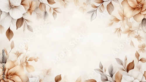 Elegant floral frame featuring soft beige and cream tones, perfect for invitations, backgrounds, and artistic layouts.