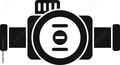 Simple vector icon representing a water meter, an essential device used for measuring water consumption in residential, commercial, and industrial settings