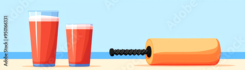 Wallpaper Mural Post-workout recovery, protein shake and foam roller, flat design illustration Torontodigital.ca