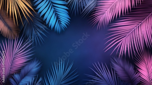 Vibrant tropical leaves surround a dark background, creating a stunning visual for summer themes, events, and nature-inspired designs.
