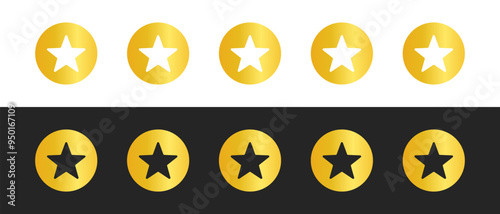 Round five star customer satisfaction gold vector design