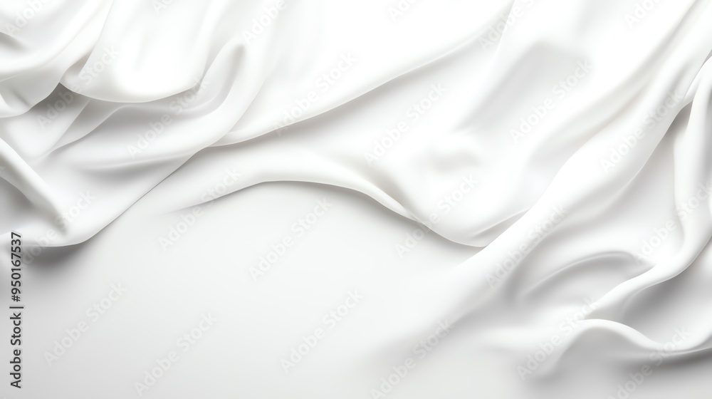 Obraz premium Elegant white fabric drapes softly, creating a serene and minimalist backdrop for your artistic projects or commercial use.