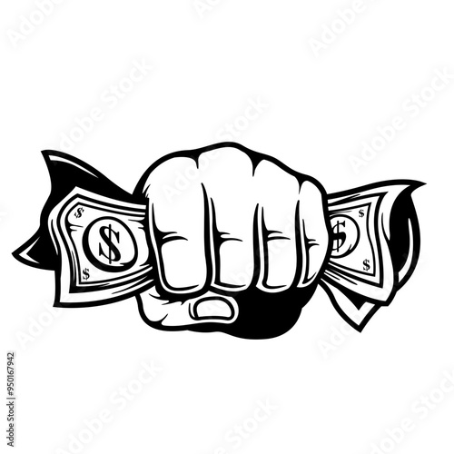 Hand Holding Money | Dollar Fist | Dollar Bill | Fist with Dollar | Money Hand | Rich Hand | Dollar Hand | Millionaire Hand | Original Illustration | Vector and Clipart | Cutfile and Stencil