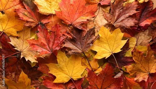 Many autumn leaves as background, top view