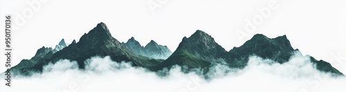 Stunning landscape with majestic mountains cut out of the background