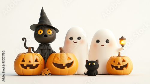 cute Halloween 3D characters