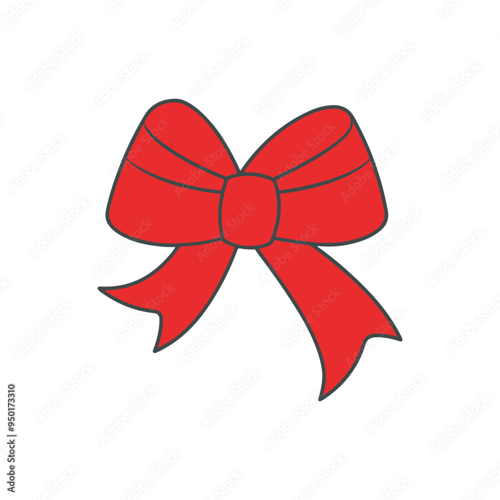 Red ribbon Christmas bow icon. Minimal. Decorative. festive. Logo. Decoration element for giftbox present. White background. Isolated. Flat design. Red ribbon Christmas bow icon. Minimal. Decorative. festive. Logo. Decoration element for giftbox present. White background. Isolated. Flat design.