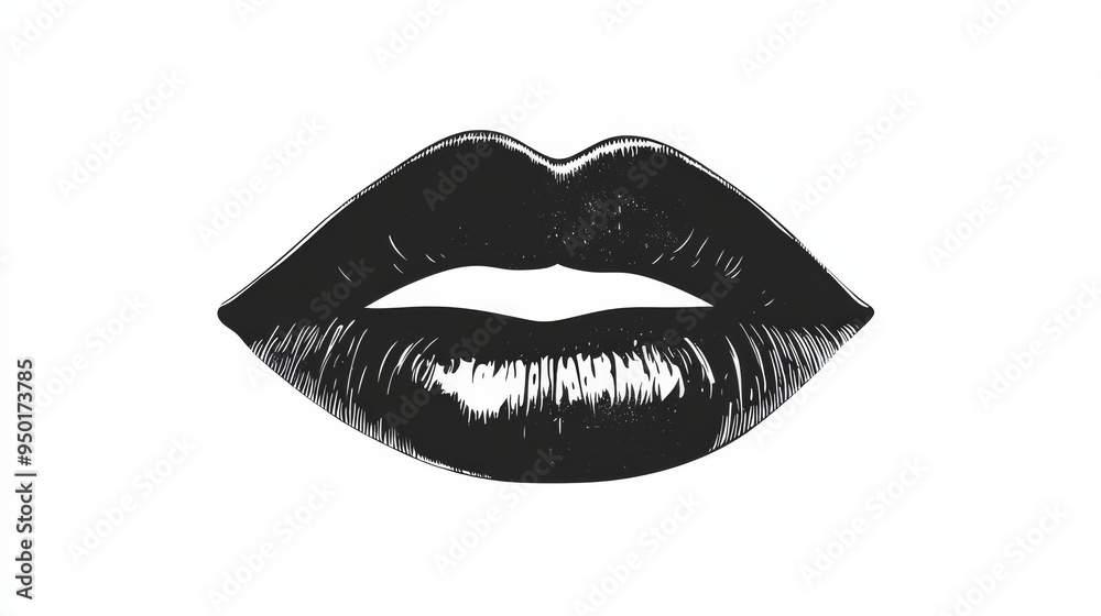 Black and white illustration of lips.