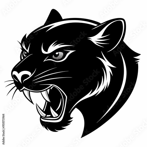 Panther head logo vector design. Abstract drawing panther face. Angry Panther silhouette