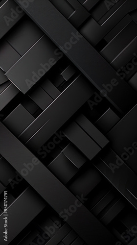 futuristic black abstract geometric background, 3d illustration