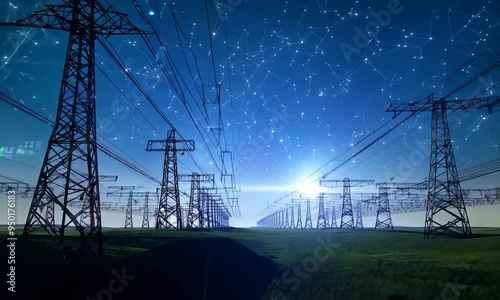 3D Visualization of Electric Power Grid at Night