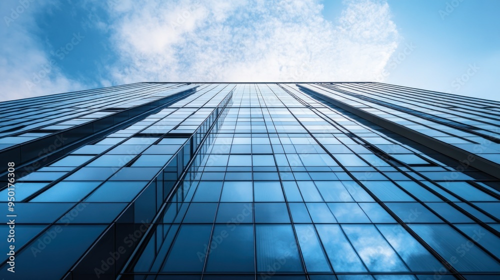 A Low Angle View of a Modern Glass Skyscraper
