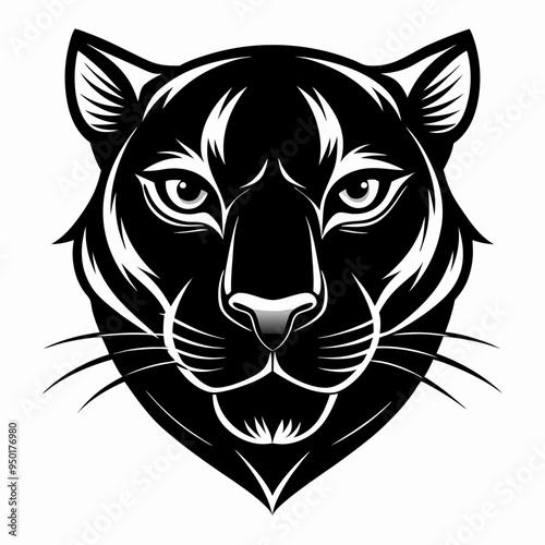 Panther head logo vector design. Abstract drawing panther face. Angry Panther silhouette