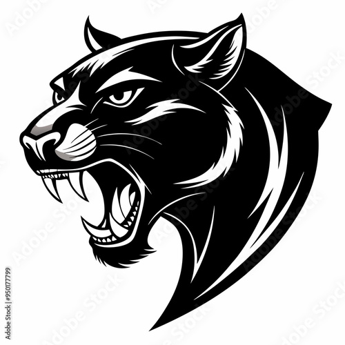 Panther head logo vector design. Abstract drawing panther face. Angry Panther silhouette