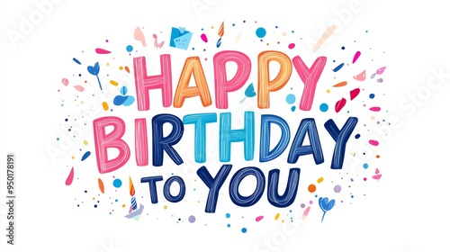Happy Birthday To You Colorful Text Design.