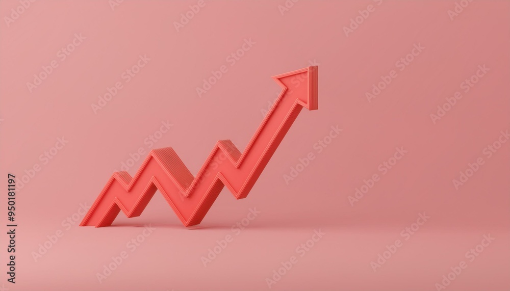 Stylish red arrow indicating growth and success against a soft pink background, perfect for business and finance concepts. Stylish red arrow indicating growth and success against a soft pink background, perfect for business and finance concepts.
