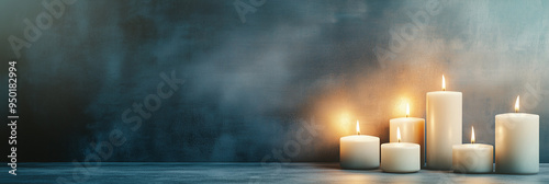 A serene arrangement of glowing candles against a dark backdrop, symbolizing remembrance and peace, evoking quiet beauty and reflection in honor of those who have passed.