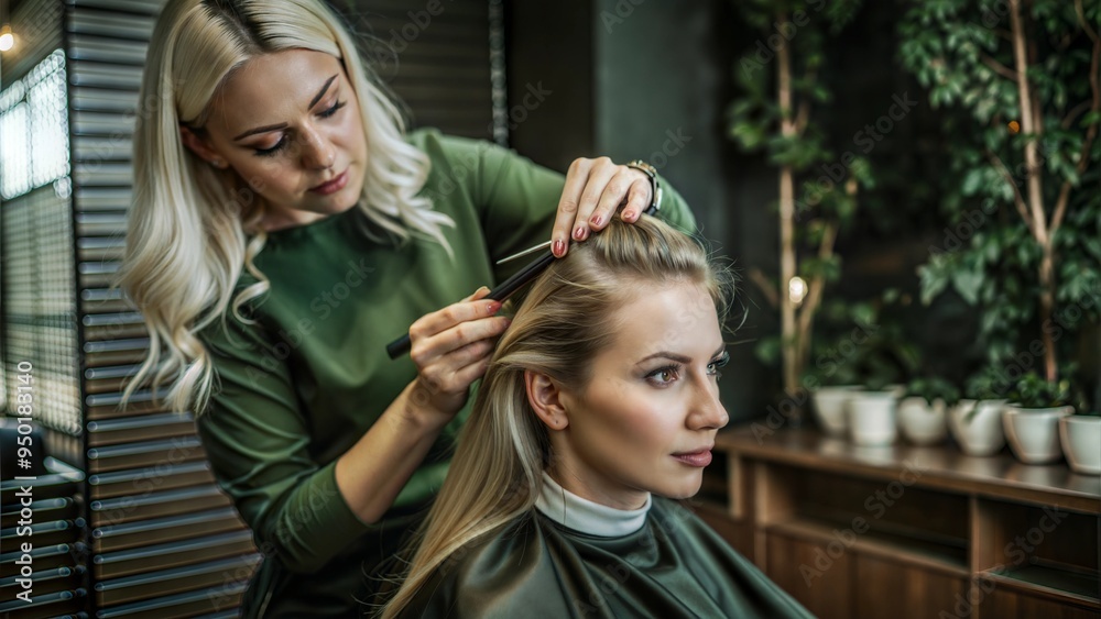 beautiful caucasian woman hairdresser