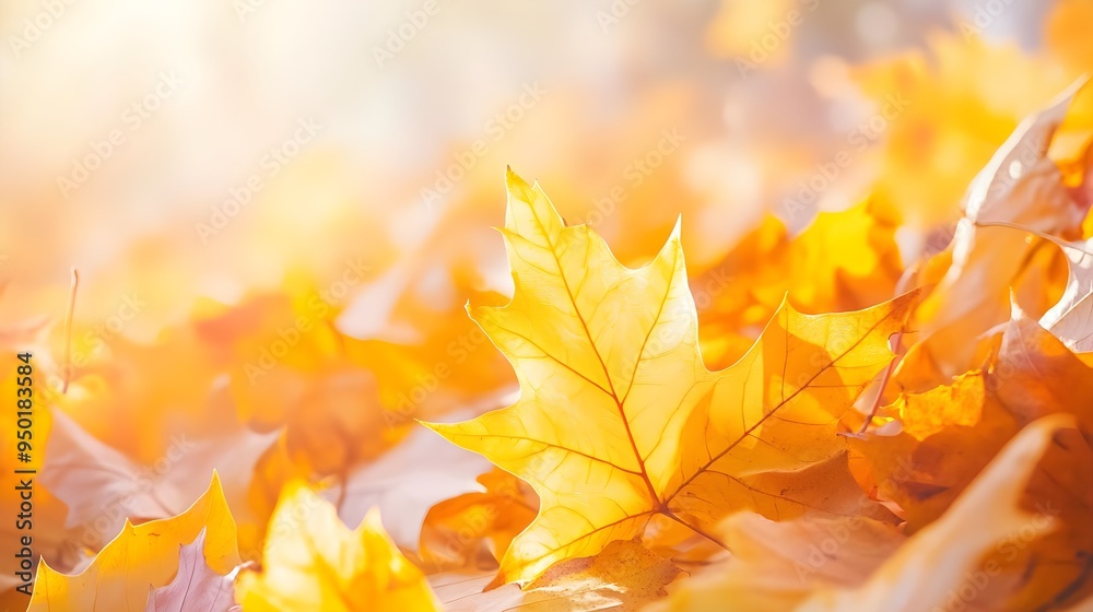 Golden Autumn Leaves, Sunlight & Nature Background Golden Autumn Leaves, Sunlight & Nature Background