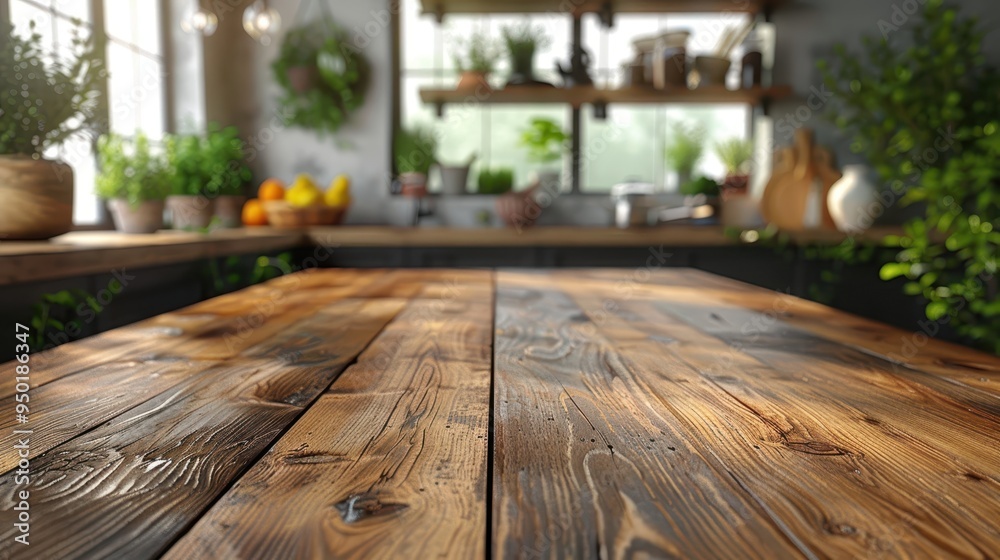 Modern Kitchen Interior with Wooden Table in Clean Minimalist Setting Modern Kitchen Interior with Wooden Table in Clean Minimalist Setting