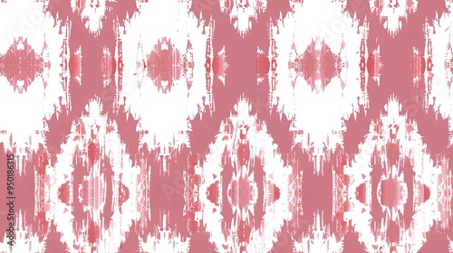 Pink and white ikat seamless pattern. Ikat Abstract Ethnic art. Seamless pattern in tribal, folk embroidery. Design for carpet, cover, wallpaper, wrapping, fabric, clothing