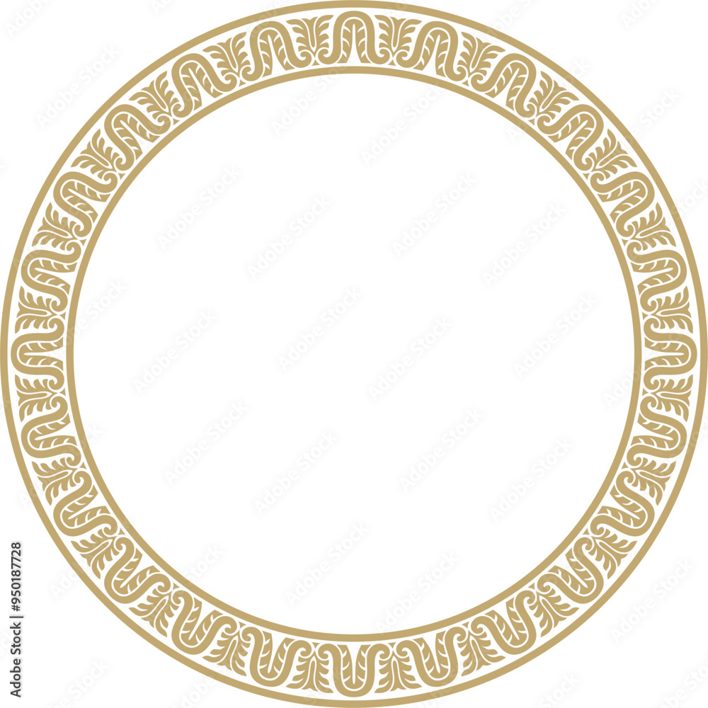 Vector gold round classic renaissance ornament. Circle, ring european border, revival style frame Vector gold round classic renaissance ornament. Circle, ring european border, revival style frame
