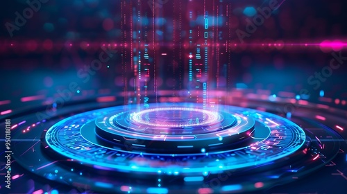 Wallpaper Mural 3D colorful podium with hologram technology Torontodigital.ca