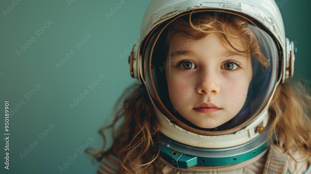 A child in a homemade astronaut helmet dreams of space exploration at home