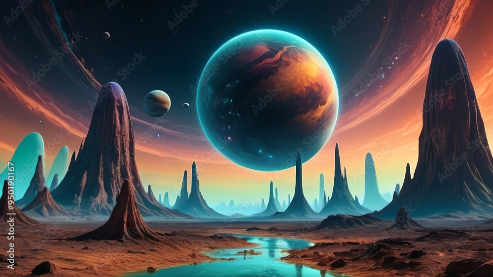 lush alien planet in a distant galaxy