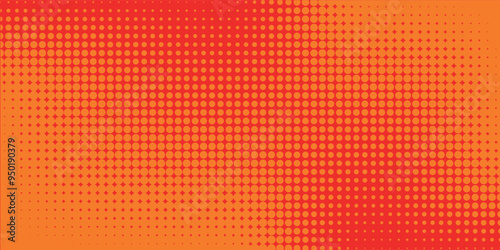 Dots halftone orange color pattern gradient texture with technology digital background. Dots pop art comics with summer background.