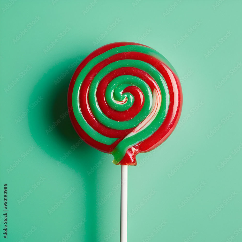 A swirled red and green Christmas lollipop A swirled red and green Christmas lollipop