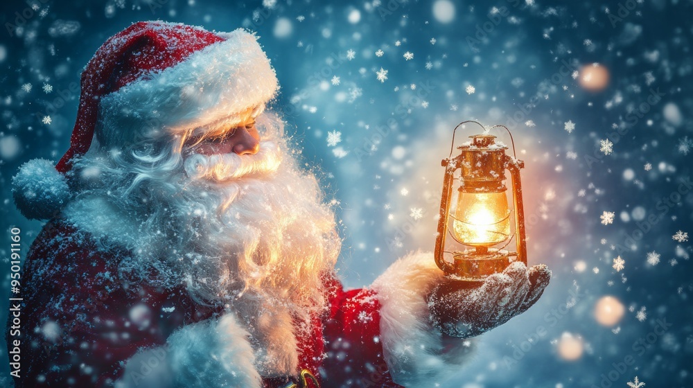 A snow-covered Santa Claus waves from his sleigh. this image evoke the timeless wonder and magic of Christmas Eve A snow-covered Santa Claus waves from his sleigh. this image evoke the timeless wonder and magic of Christmas Eve