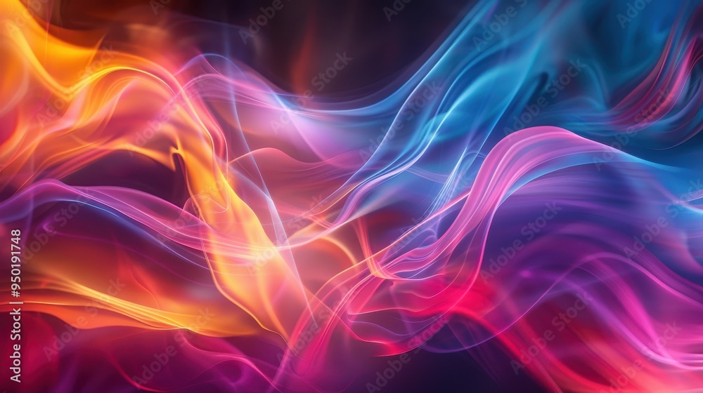 Colorful abstract waves flowing smoothly in a dynamic blend of light during nighttime Colorful abstract waves flowing smoothly in a dynamic blend of light during nighttime