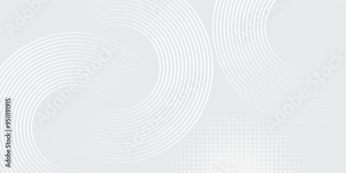Abstract white glowing geometric lines on gray background. Modern shiny blue circle lines pattern. Futuristic technology concept. Suit for cover, poster,