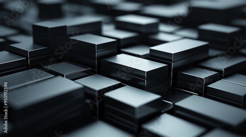 An abstract pattern of black rectangular blocks. 