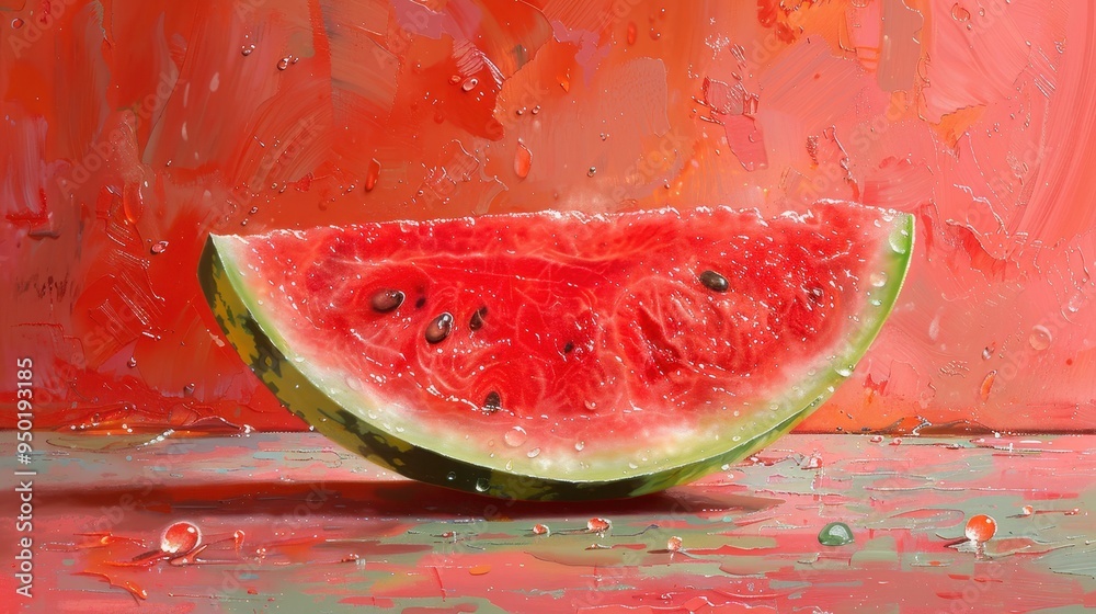 A juicy slice of ripe watermelon reflecting summer’s vibrant colors and refreshing flavors A juicy slice of ripe watermelon reflecting summer’s vibrant colors and refreshing flavors