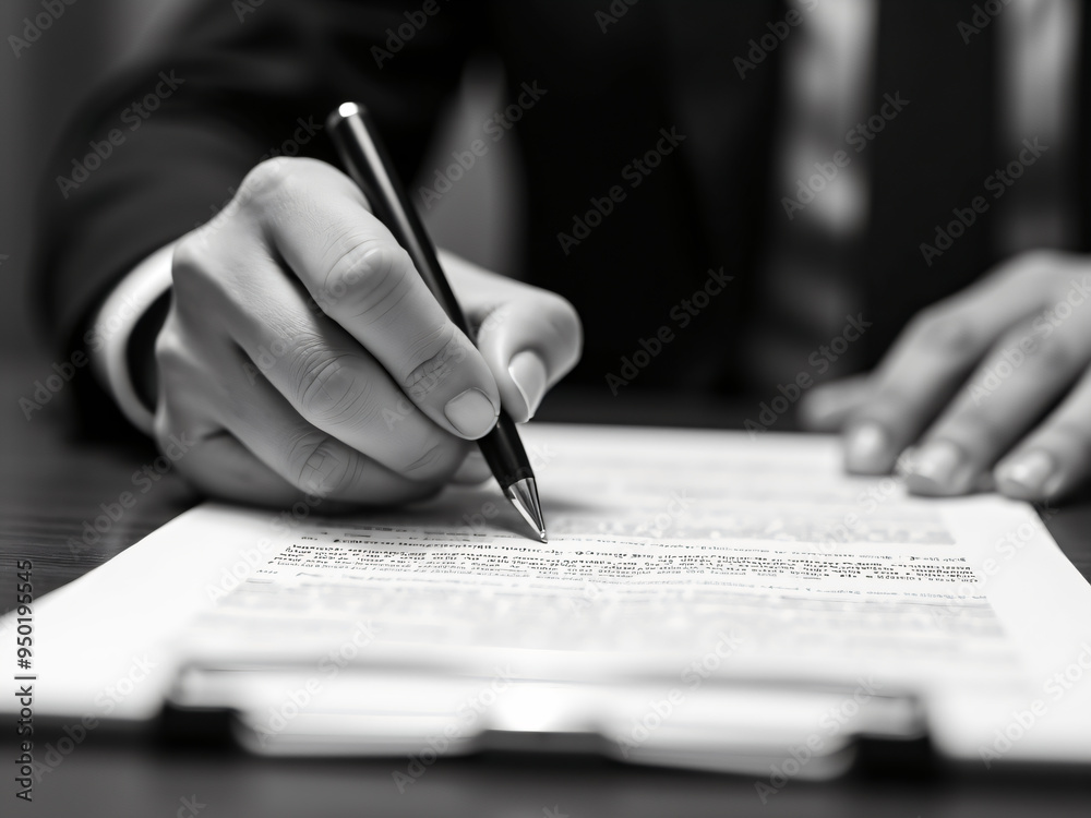 Executive director signing contract focused contract. Document signing by a businessman close up Executive director signing contract focused contract. Document signing by a businessman close up