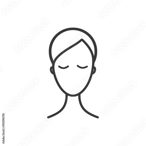Line drawing of a woman with closed eyes