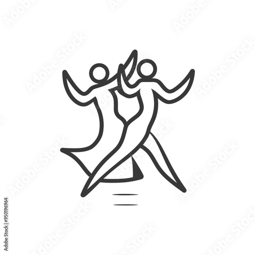 Line Drawing of Couple Dancing Ballroom