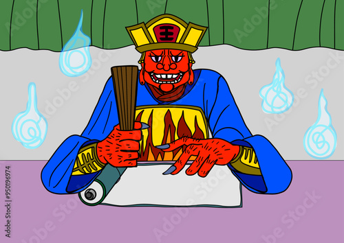 地獄で判決を言い渡す鬼の閻魔大王